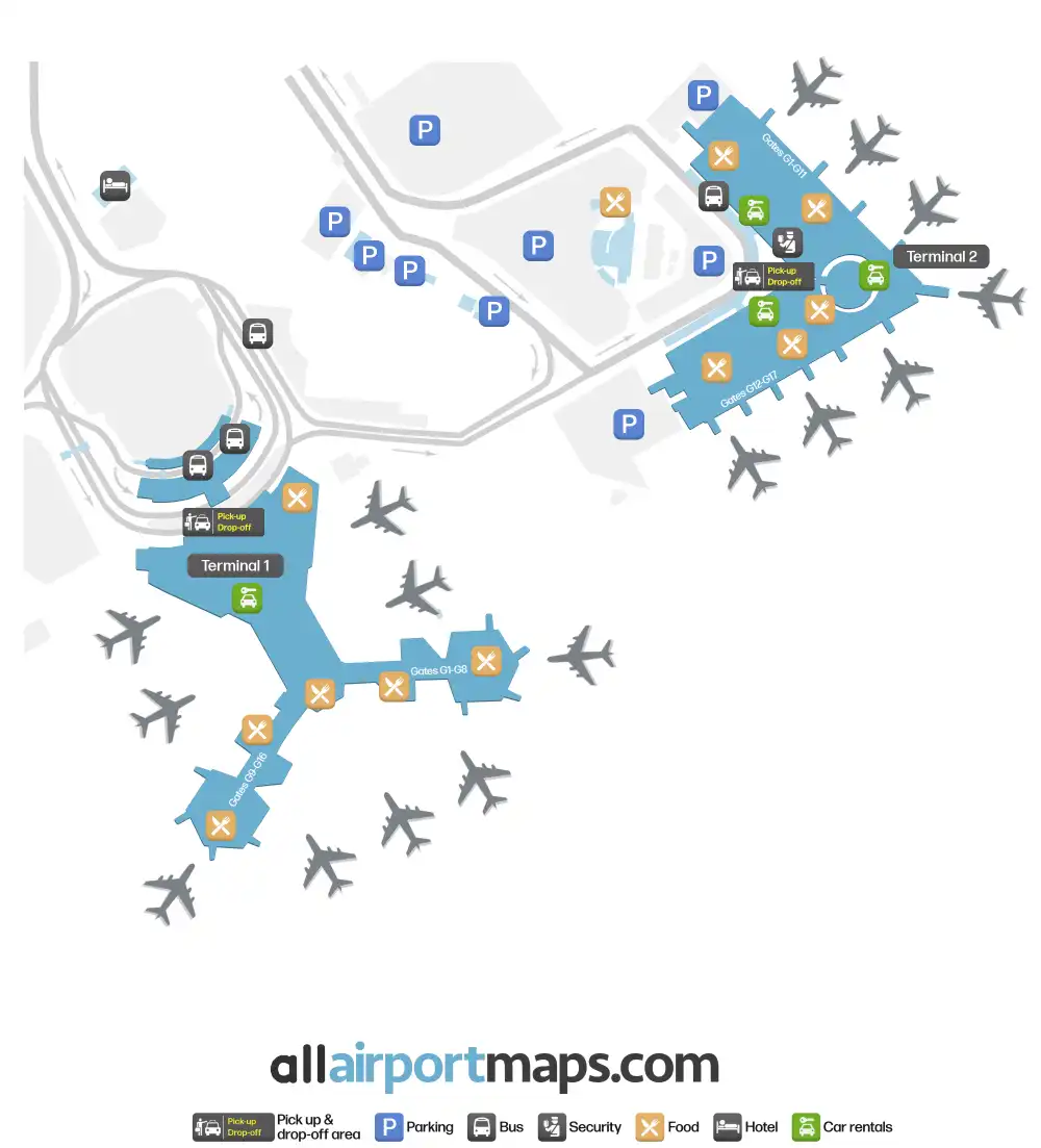Mapa de la terminal del Aeropuerto Internacional Ninoy Aquino