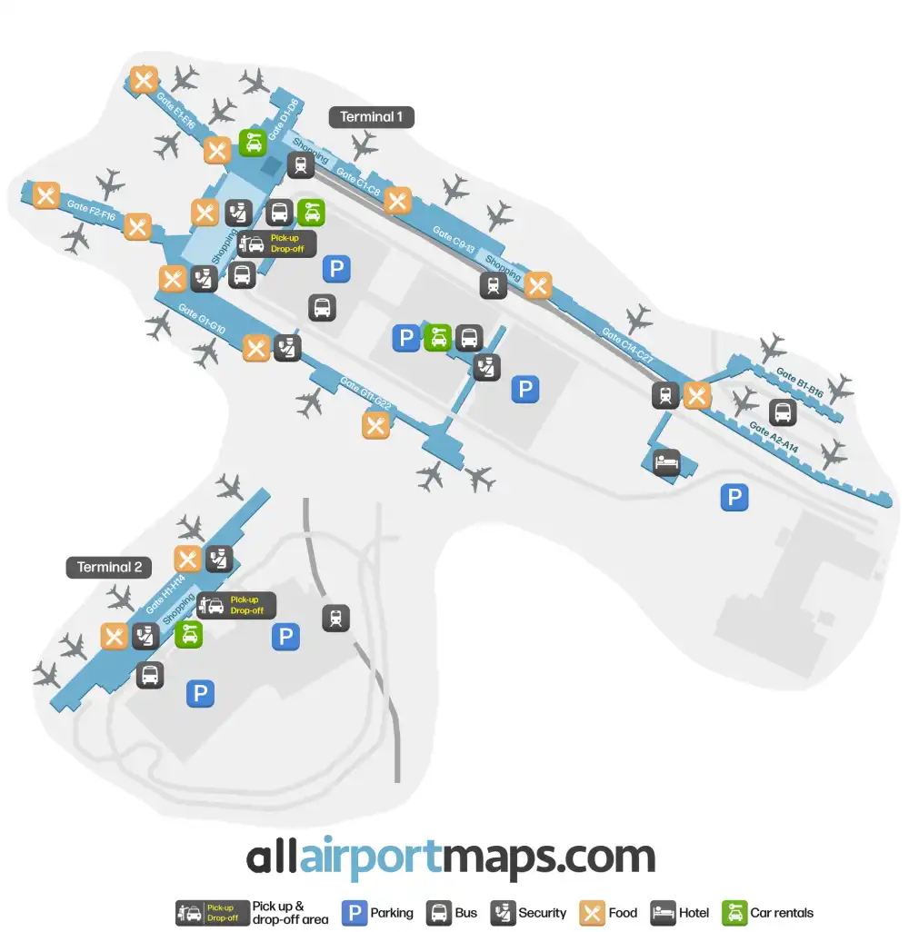 Mapa de la terminal del Aeropuerto Internacional de Minneapolis-Saint Paul