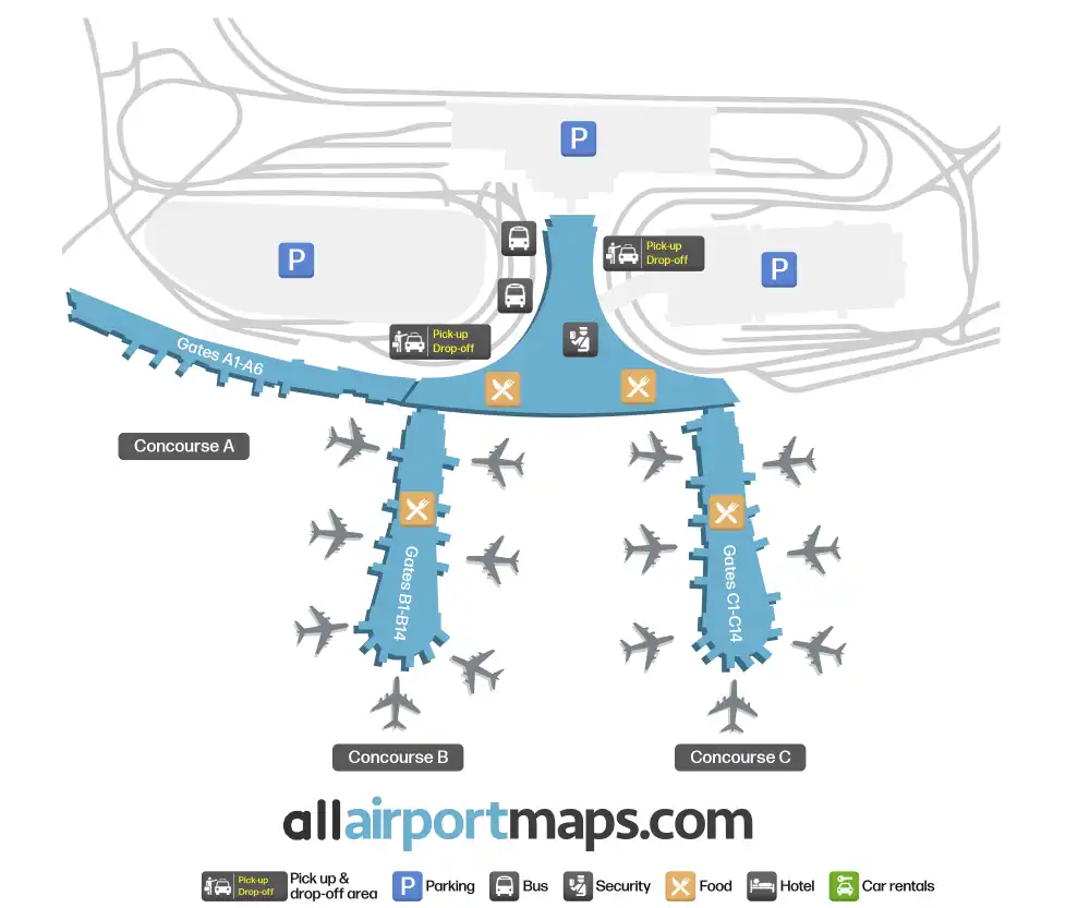 Mapa de la terminal del Aeropuerto Internacional Louis Armstrong