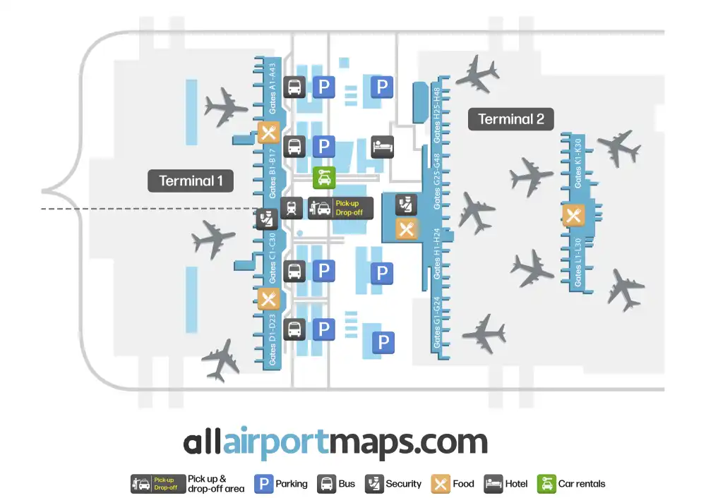 Mapa de la terminal del Aeropuerto Internacional de Múnich-Franz Josef Strauss