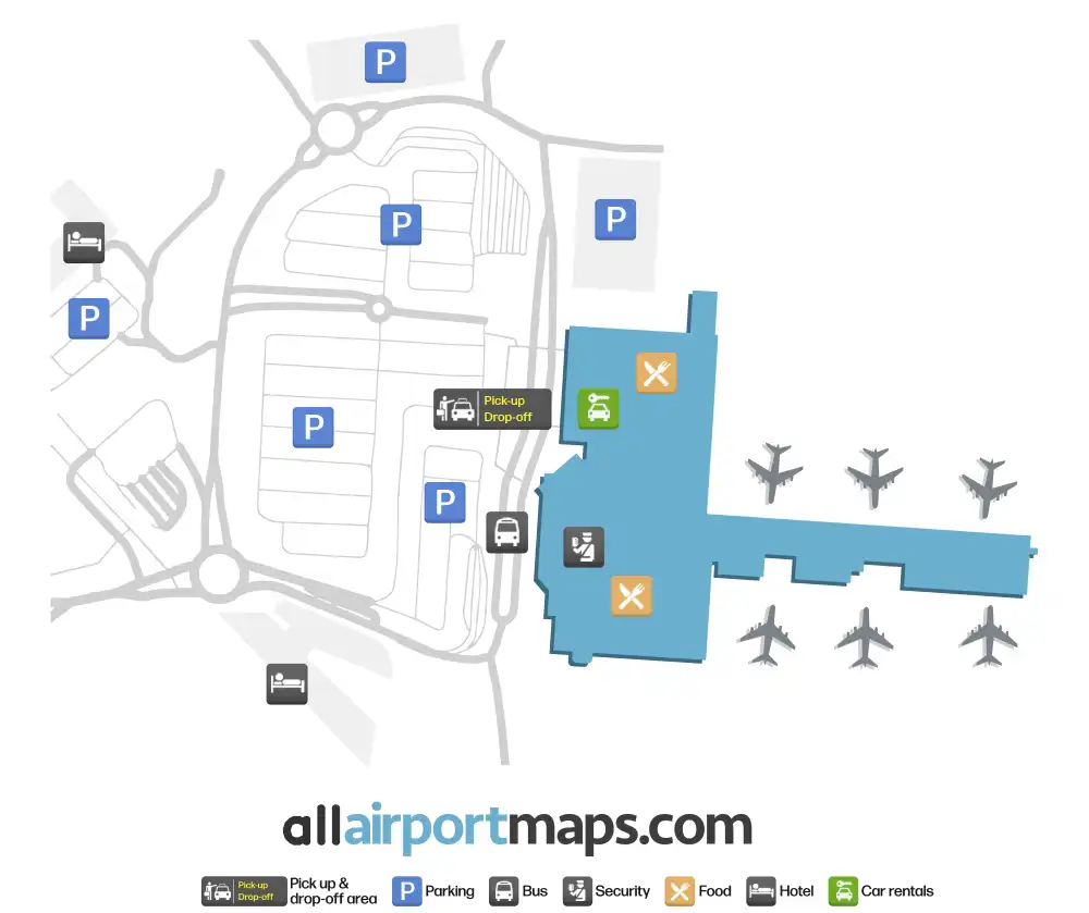 Mapa de la terminal del Aeropuerto de Newcastle upon Tyne