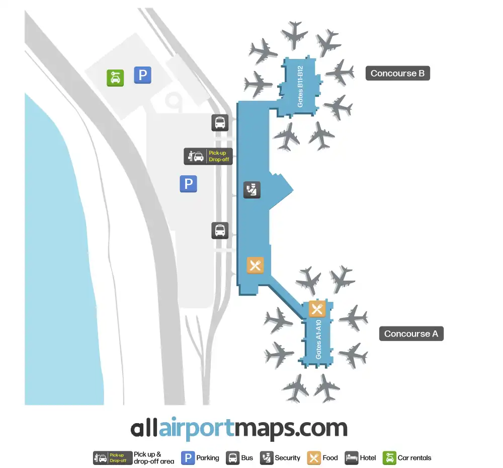 Mapa de la terminal del Eppley Airfield