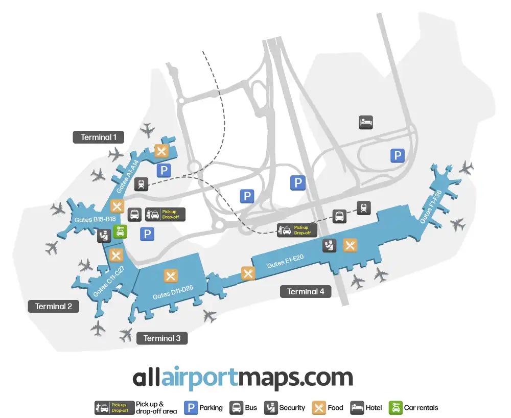 Mapa de la terminal del Aeropuerto de París-Orly