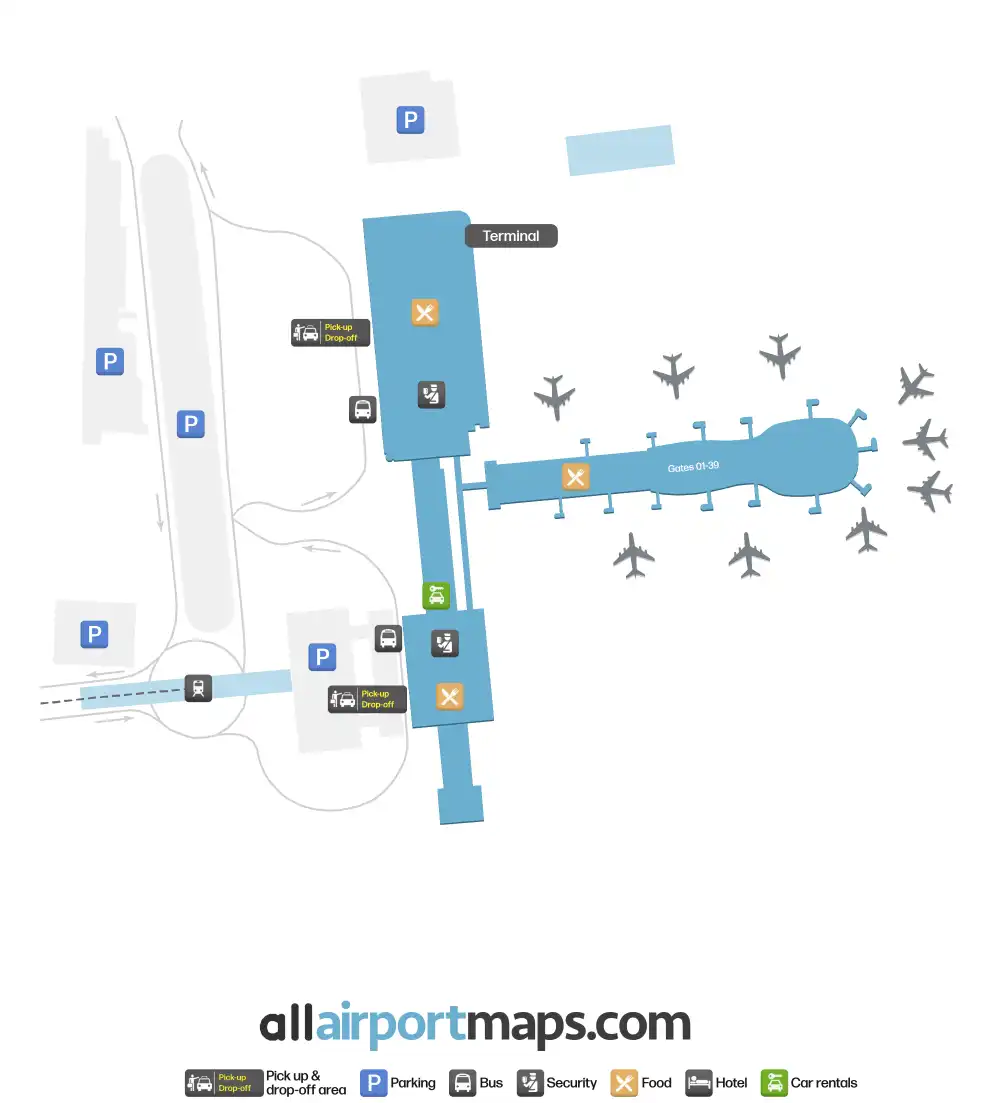 Mapa de la terminal del Aeropuerto Internacional de Bucarest-Henri Coandă