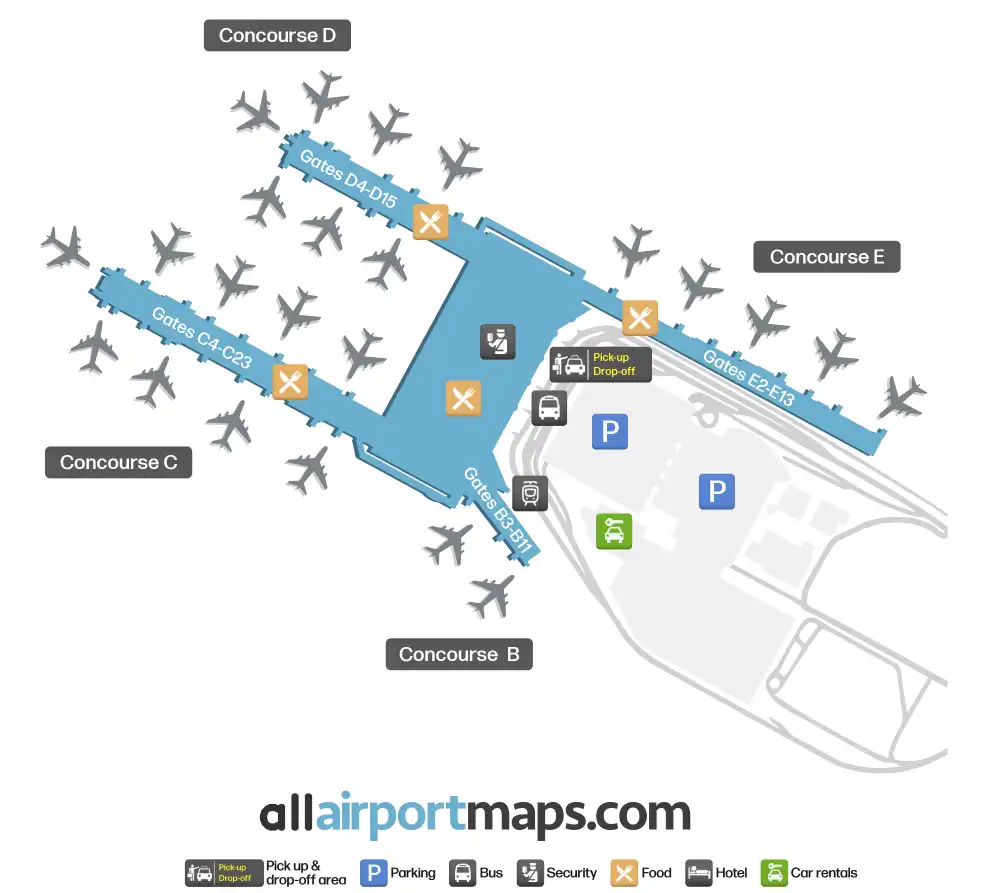 Mapa de la terminal del Aeropuerto Internacional de Portland