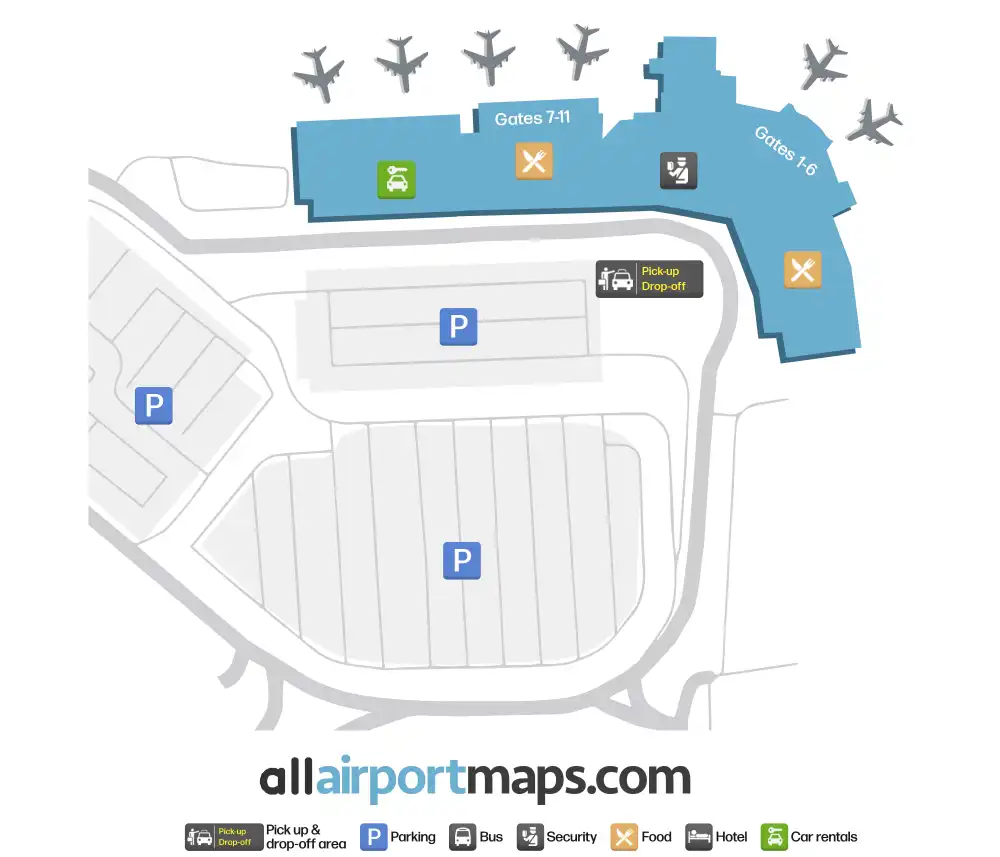 Mapa de la terminal del Aeropuerto Internacional de San Petersburgo-Clearwater