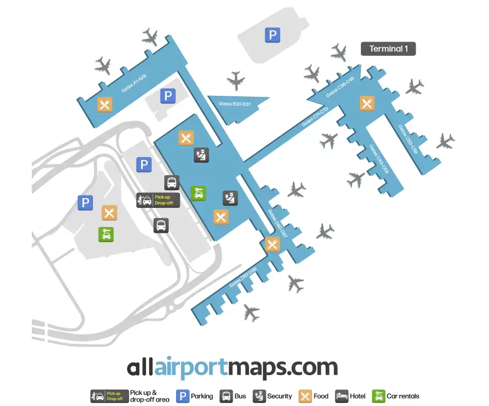 Mapa de la terminal del Aeropuerto de Palma de Mallorca