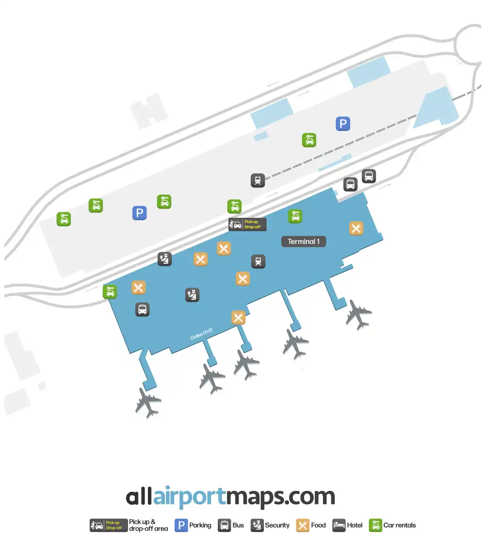 Mapa de la terminal del Aeropuerto de Palermo-Punta Raisi