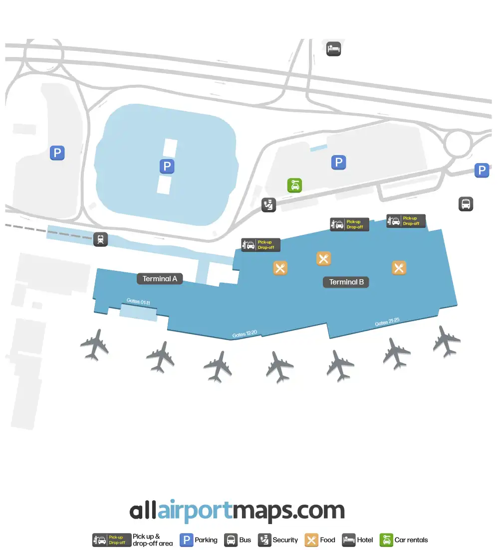 Mapa de la terminal del Aeropuerto de Pisa