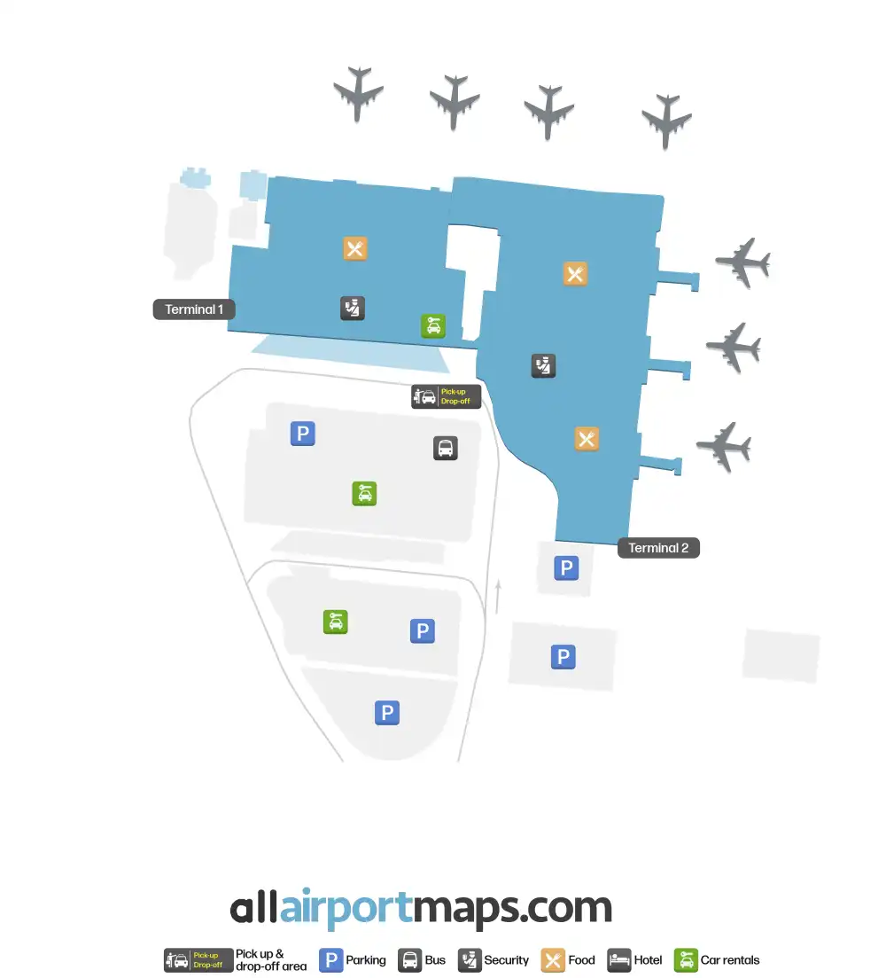 Mapa de la terminal del Aeropuerto de Marrakech-Menara