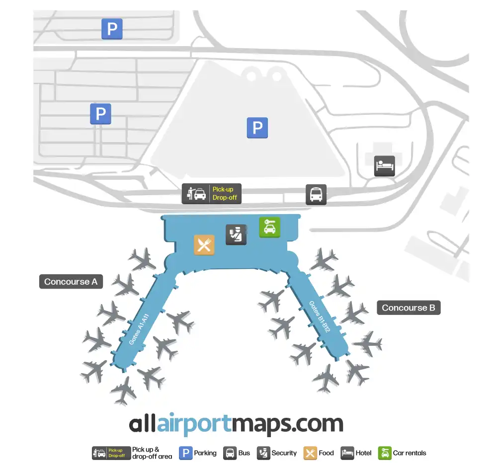 Mapa de la terminal del Greater Rochester International