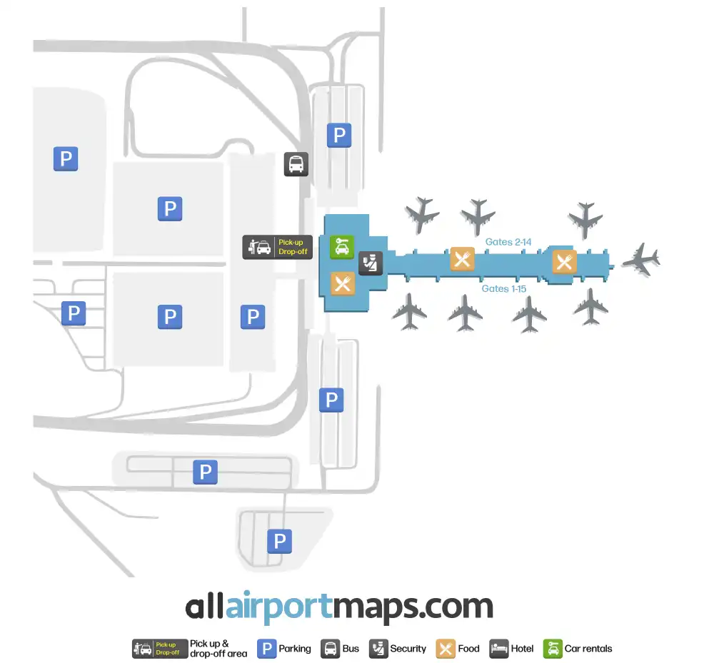 Mapa de la terminal del Aeropuerto Internacional de Savannah/Hilton Head