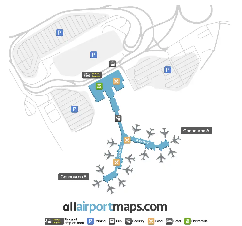 Mapa de la terminal del Aeropuerto Internacional de Louisville