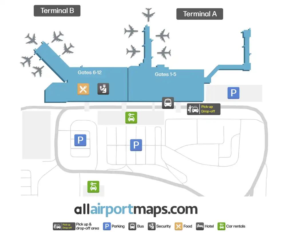 Mapa de la terminal del Aeropuerto Internacional Sanford