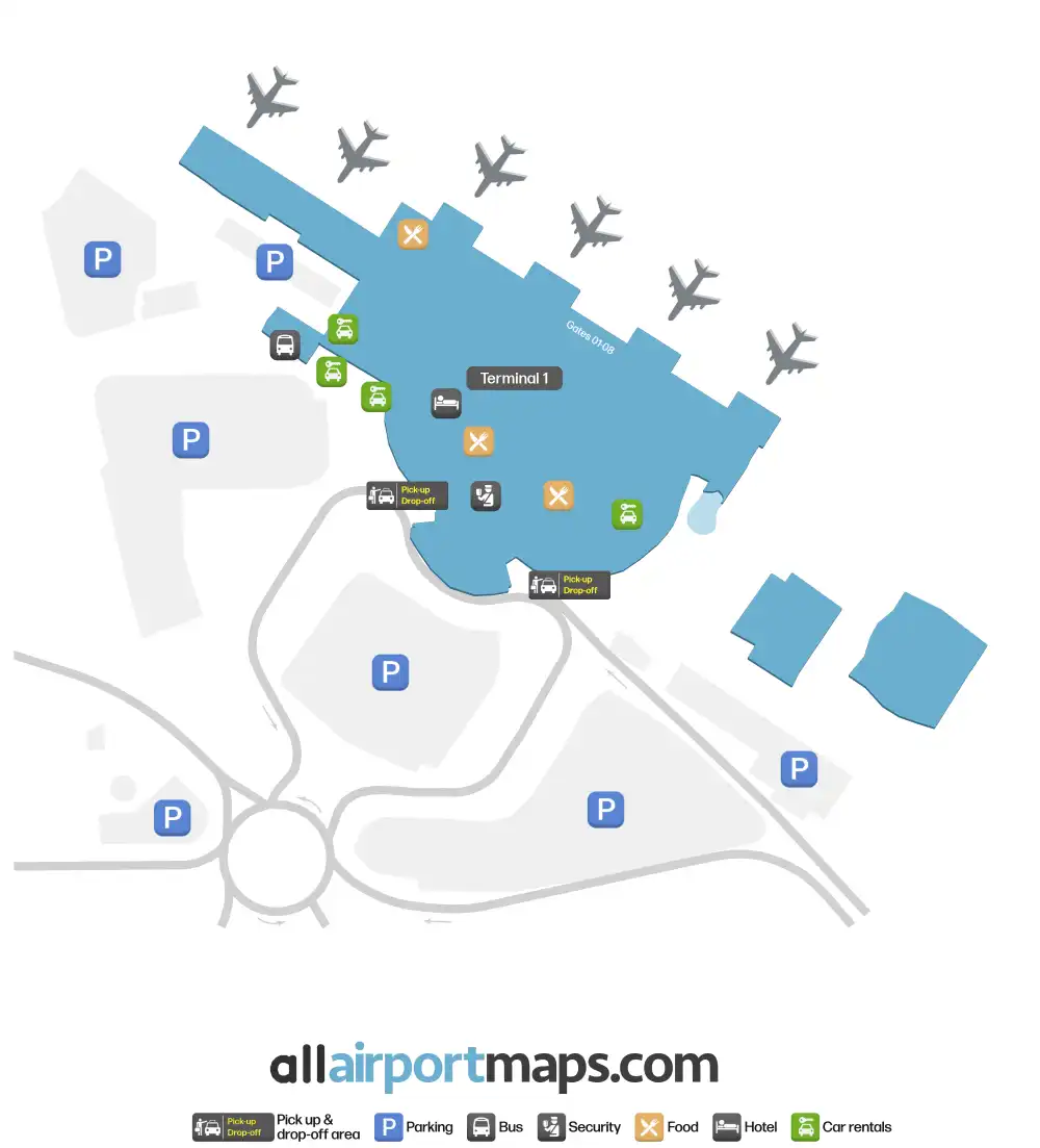Mapa de la terminal del Aeropuerto Internacional de Sharjah