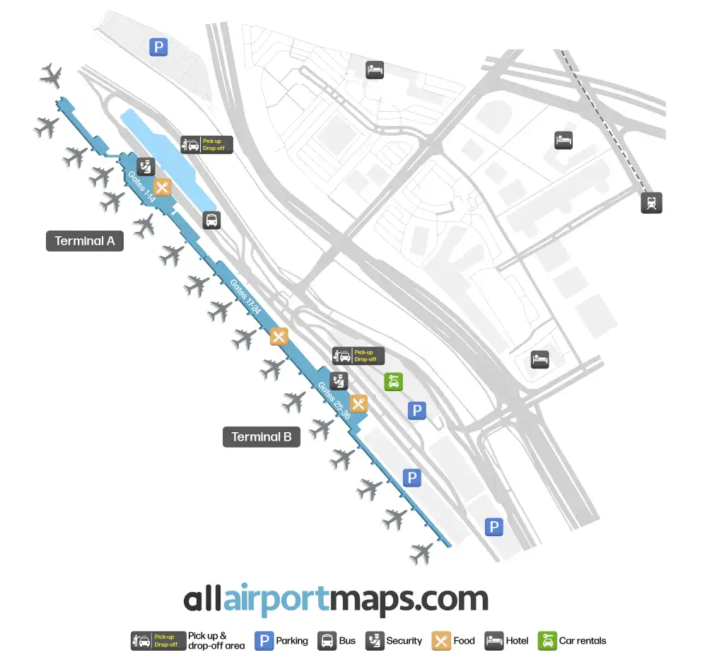 Mapa de la terminal del Aeropuerto Internacional de San José