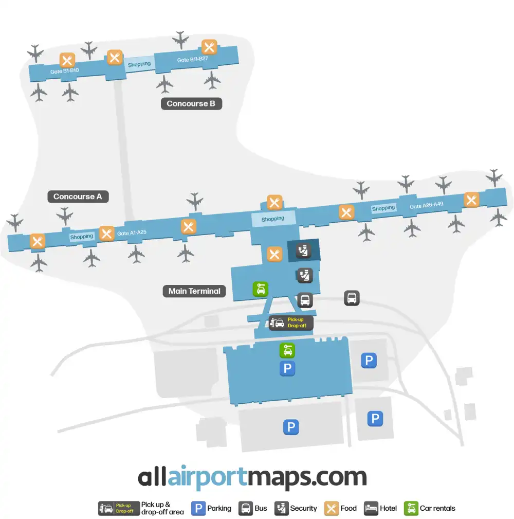 Mapa de la terminal del Aeropuerto Internacional de Salt Lake City