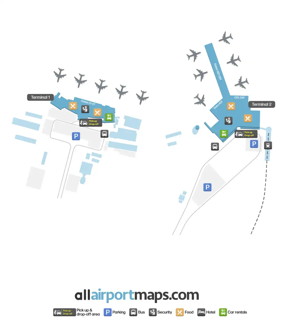 Mapa de la terminal del Aeropuerto de Sofía