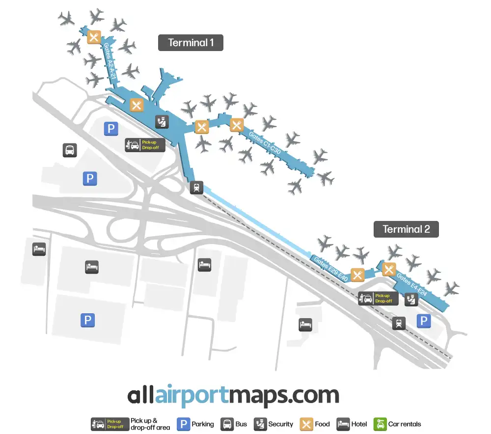 Mapa de la terminal del Aeropuerto Internacional Lambert