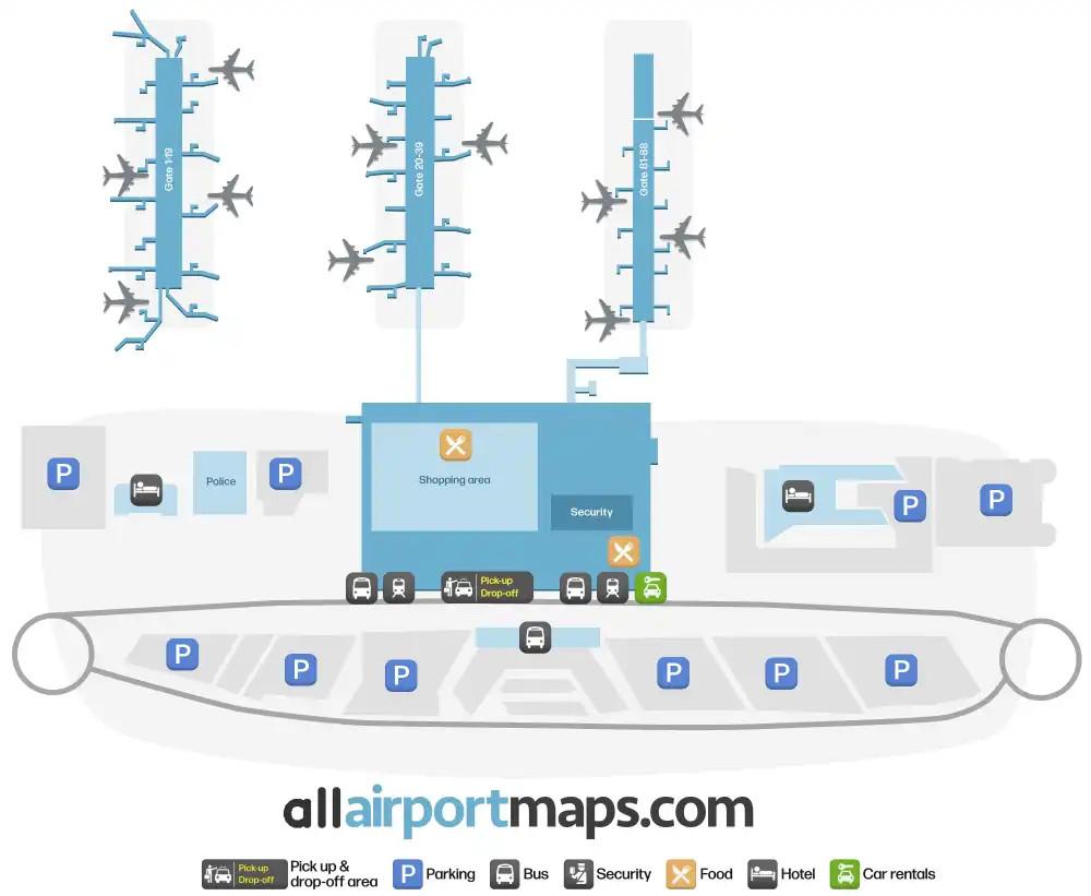 Mapa de la terminal del Aeropuerto de Londres-Stansted