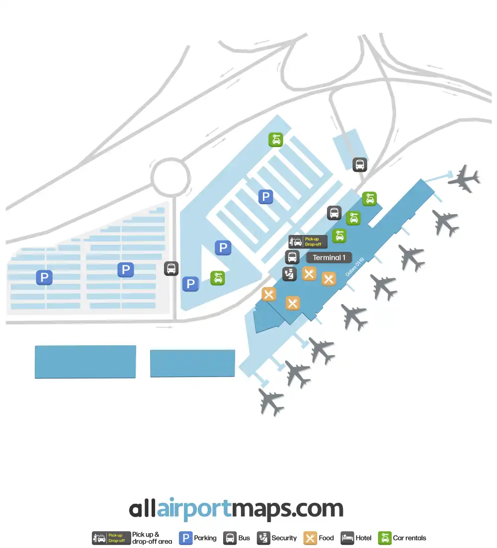 Mapa de la terminal del Aeropuerto de Sevilla