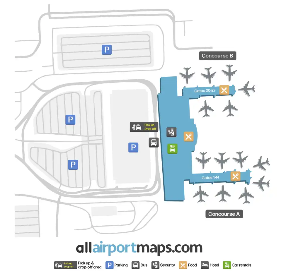 Mapa de la terminal del Syracuse Hancock International