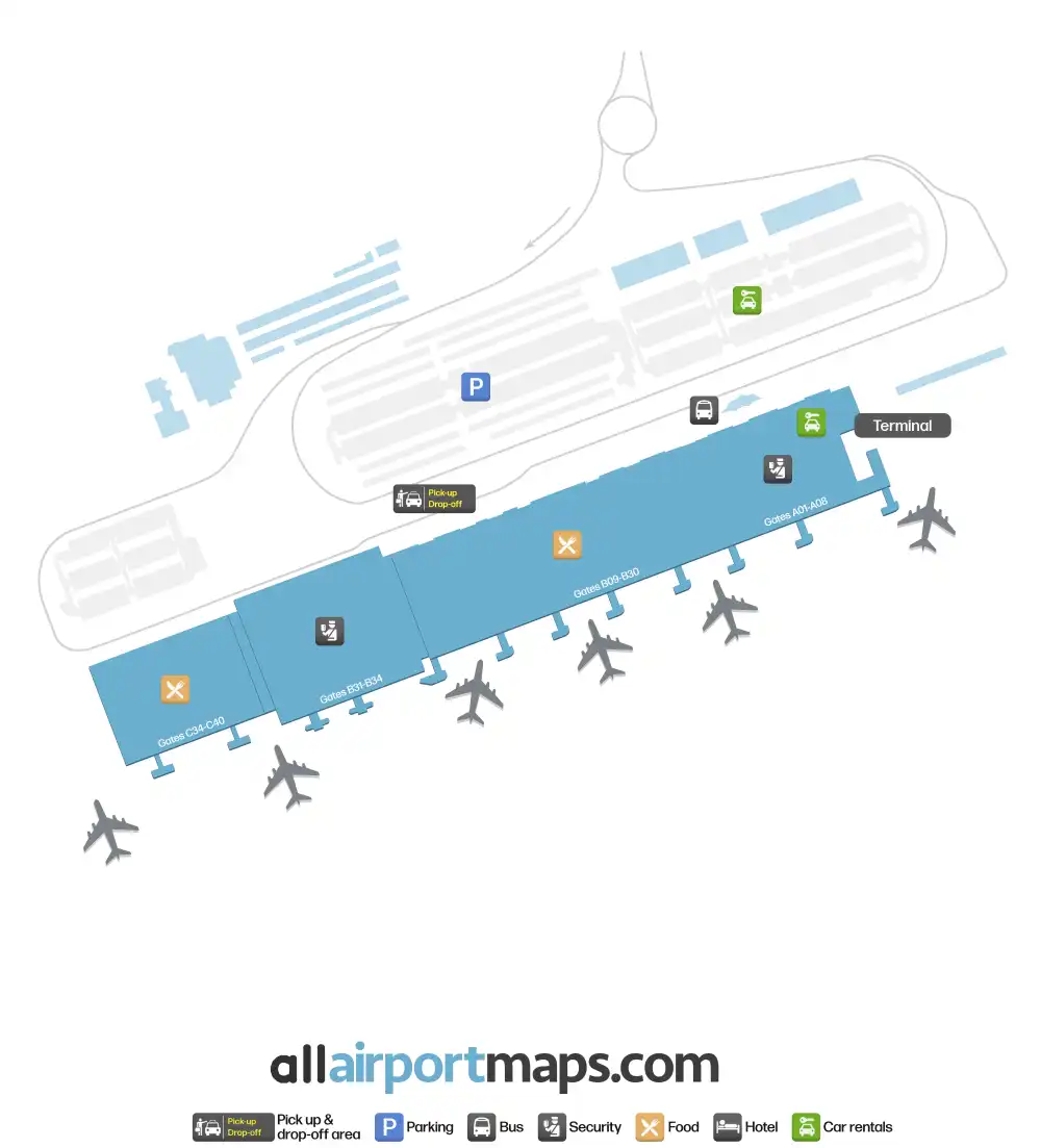 Mapa de la terminal del Aeropuerto de Tenerife Sur
