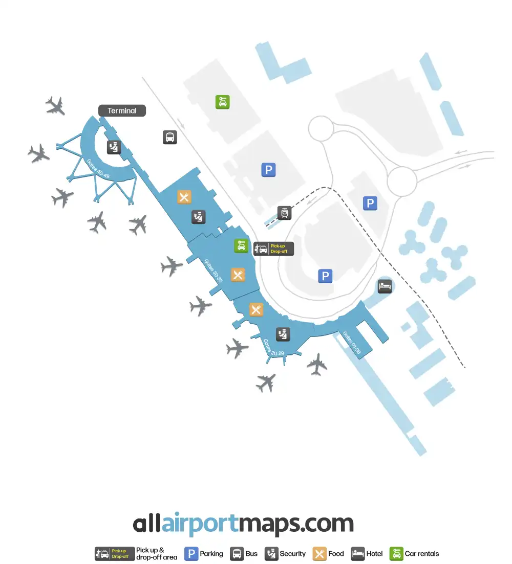 Mapa de la terminal del Aeropuerto de Toulouse-Blagnac