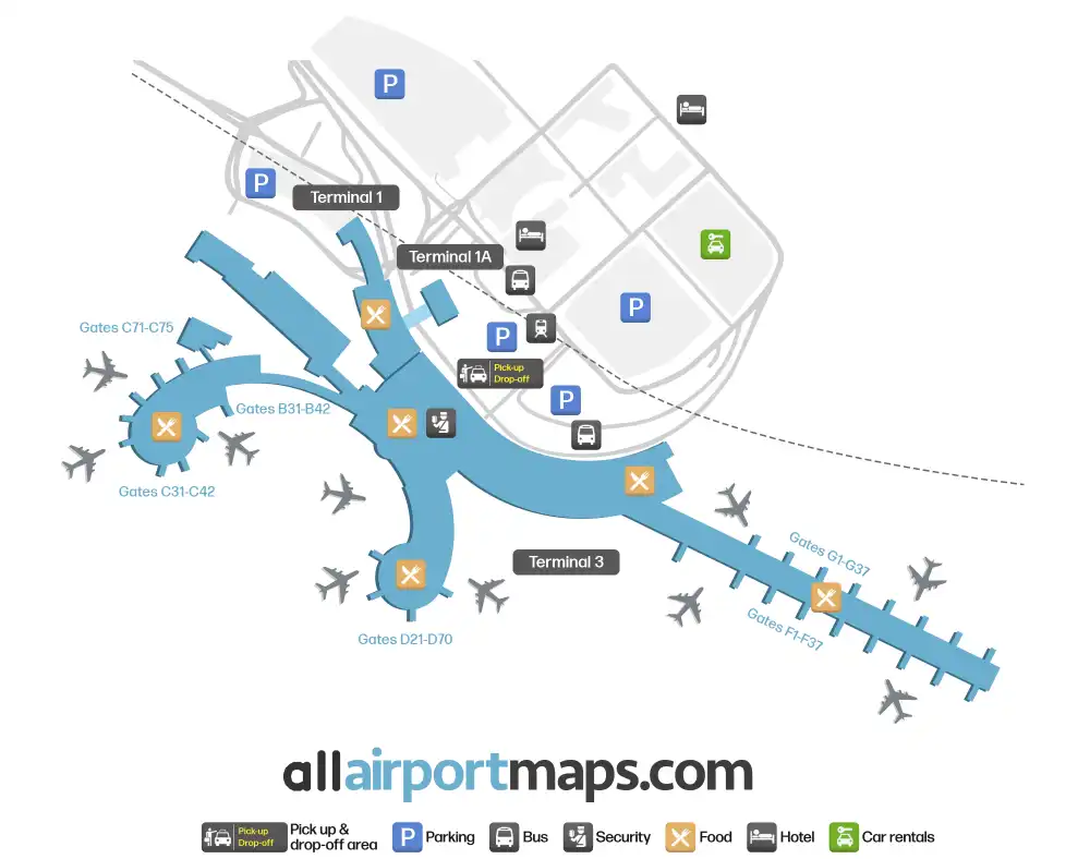 Mapa de la terminal del Aeropuerto de Viena-Schwechat