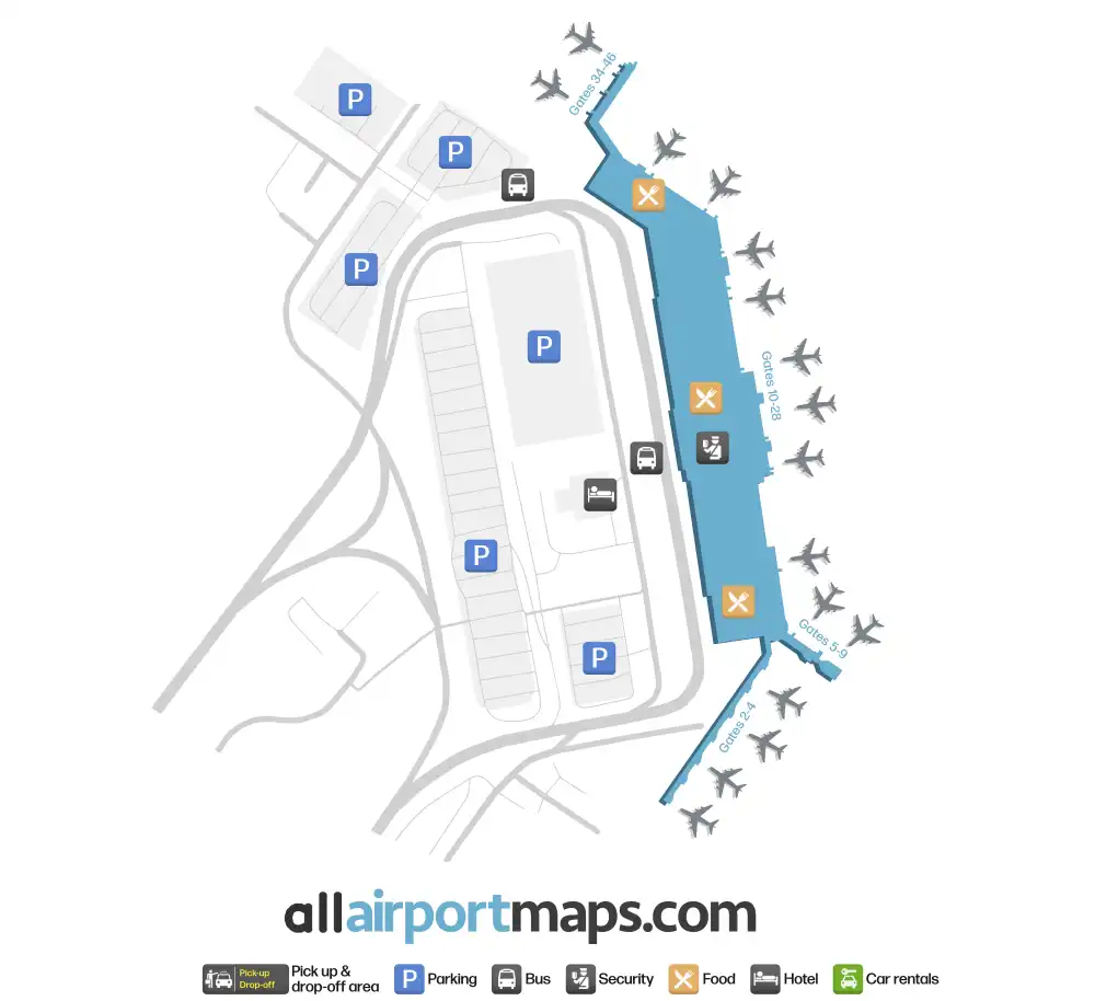 Mapa de la terminal del Aeropuerto Internacional de Halifax-Stanfield