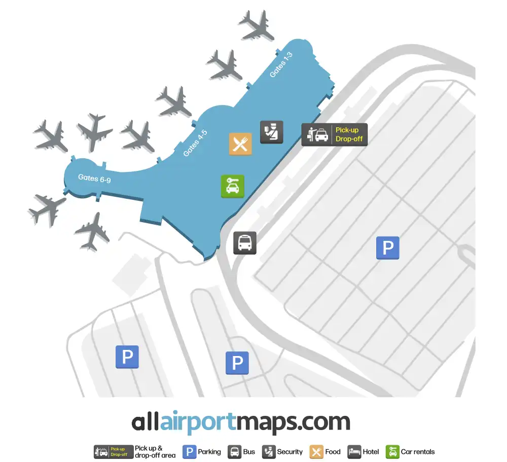Mapa de la terminal del Aeropuerto Internacional de Saskatoon-John G. Diefenbaker