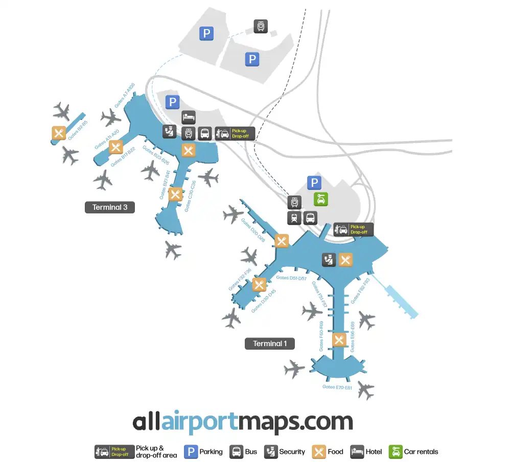 Mapa de la terminal del Aeropuerto Internacional Toronto Pearson