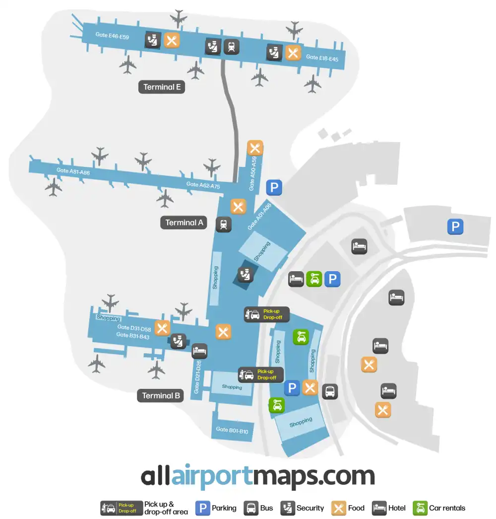 Mapa de la terminal del Aeropuerto Internacional de Zúrich